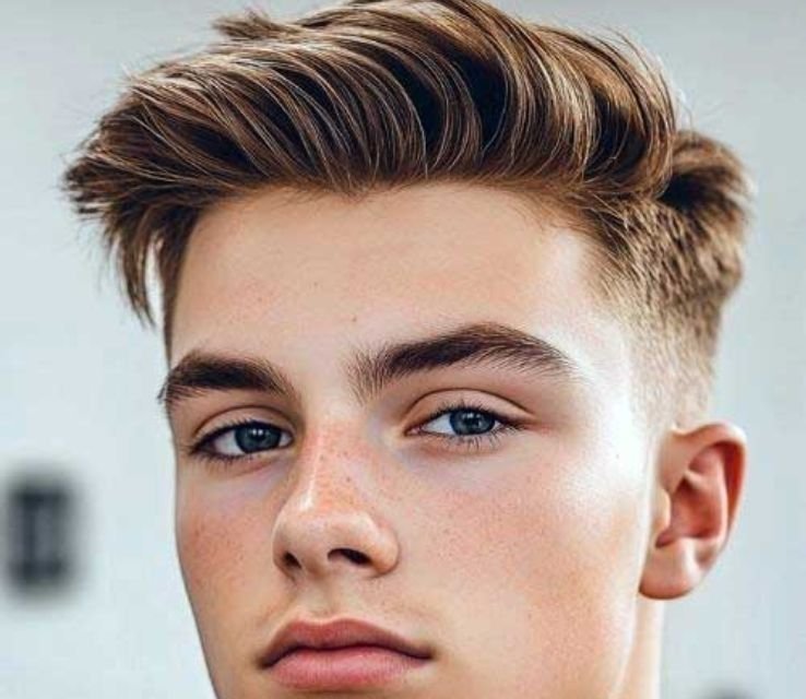 Brushed Forward And Swept With Low Taper Fade