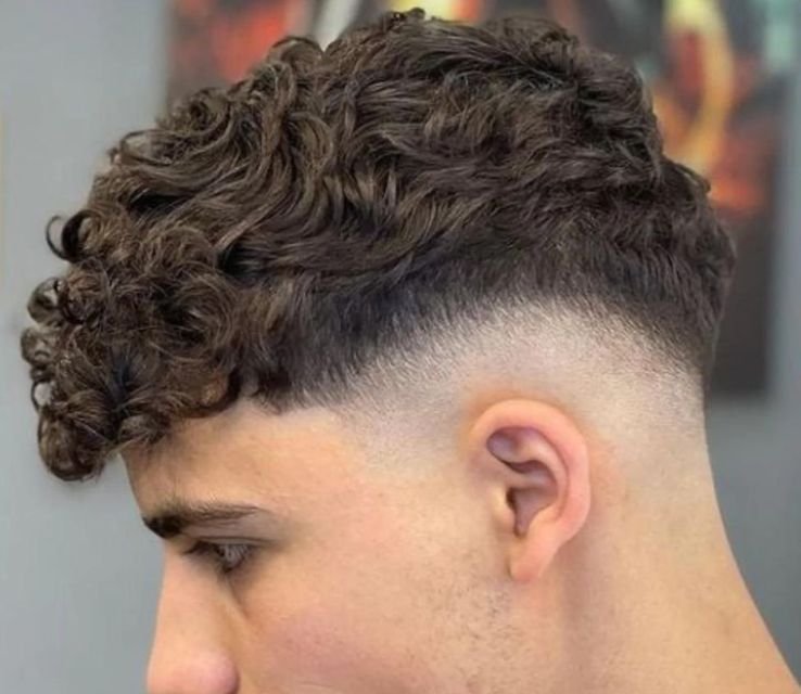 Low Taper Fade With Messy Curls