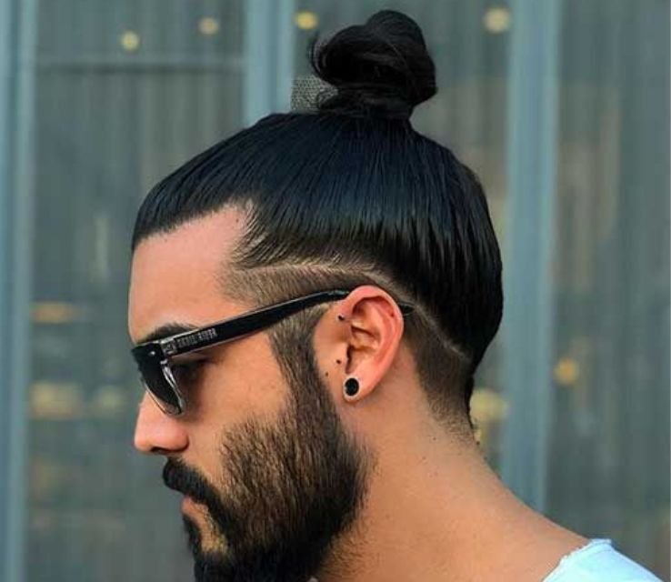 Top Knot With Low Taper Fade
