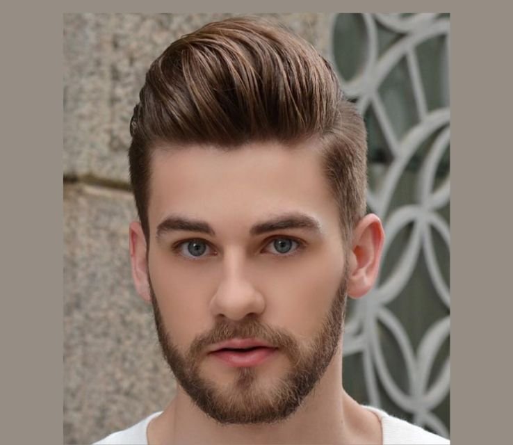 Classic Undercut Oval Face Shape Hairstyles Male with Beard