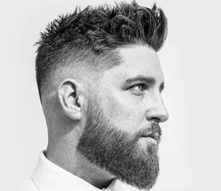 Edgy Short Mohawk with Clean Low Burst Fade