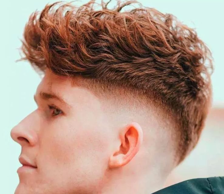 Short Curly Hair Fade with Line Up