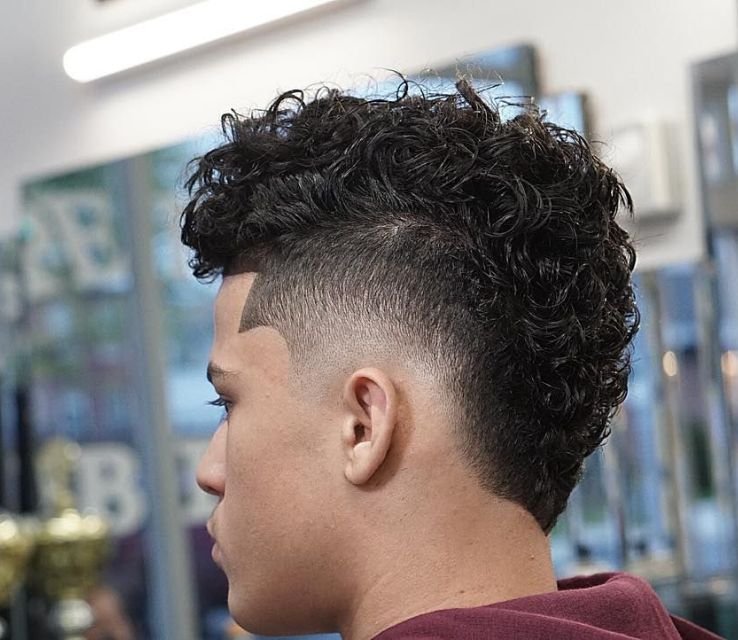 Short Curly Haircuts Men with Classic Taper Fade