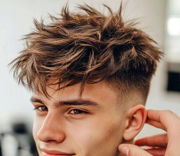 Textured Spiky Hair with Sharp Low Fade